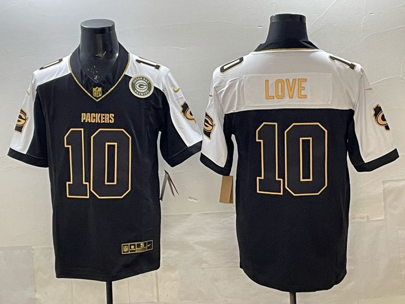 Men Green Bay Packers #10 Love Black gold 3th generation Nike 2025 Limited NFL Jersey style 02->green bay packers->NFL Jersey